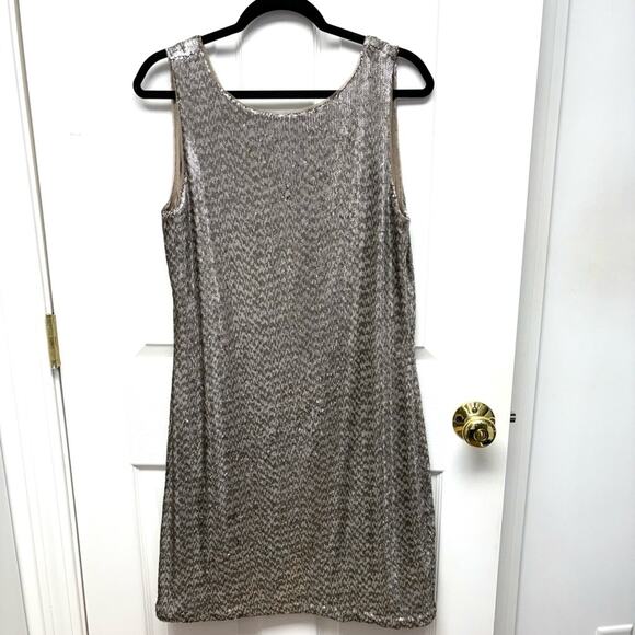 WHBM Sequin Dress, Shift, Silver Sparkle Tank Dress, Holidays, Cocktail, Size L - Picture 1 of 9